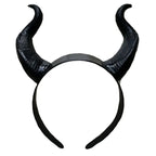 Women Black Queen Witch Demon Horns Headpiece Cosplay Animal Antelope Devil Headdress Christmas Halloween Party Costume Headband