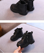 Kids Leather Chelsea Boots Waterproof Children Sneakers Beige Toddler Snow Boots Girl Winter Shoe Boy
