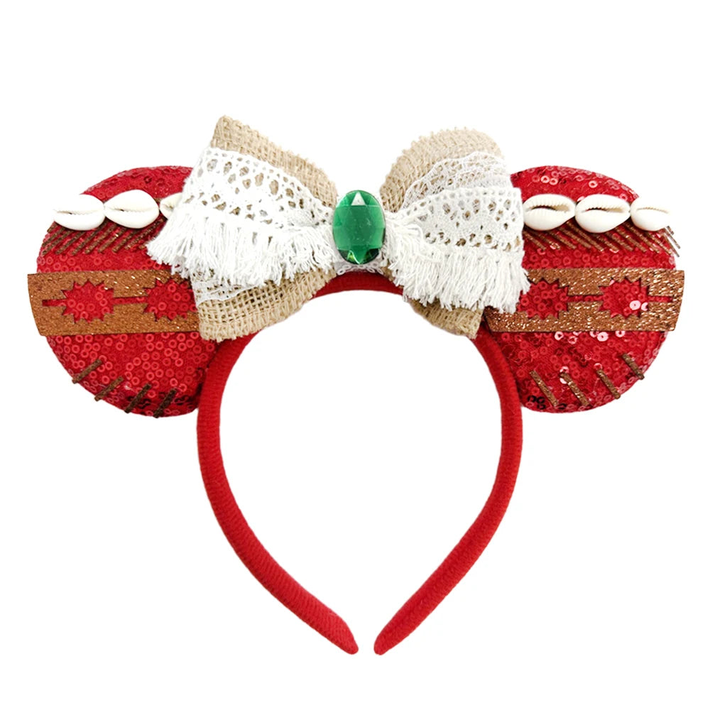 2025 New Style Mickey Minnie Ear Headband Sequin Bows Girl Adult Kids Halloween Party Cosplay Hair Accessories Princess Hairband