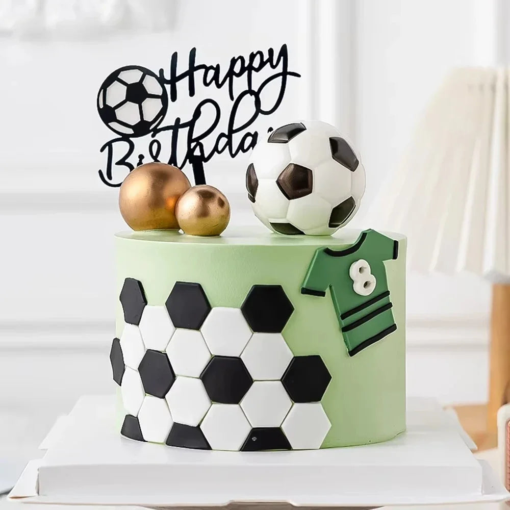 Football Boy Cake Topper Soccer Player Doll Decor for Birthday Party Sports Theme Childrens Celebration Supplies Cupcake Decor