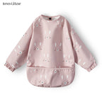 New Children Feeding Aprons Long Sleeve Baby Bib with Pocket Full Cover Baby Bibs with Pocket Waterproof Long Sleeve Bibs