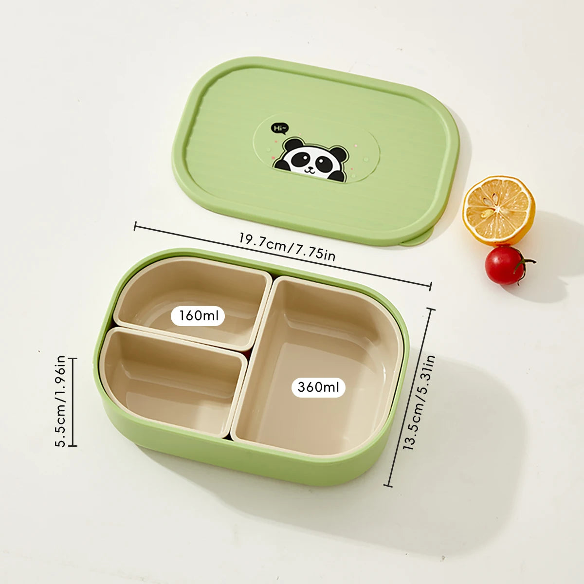 WORTHBUY Outdoor Portable Sealed Divided Food Container Detachable 3 Grids Plastic Lunch Box For Kids Student Microwave Safe