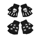 New Punk Gloves Unisex Halloween Skeleton Skull Half Finger Gloves Glow In The Dark Fingerless Stretch Knitted Winter Mittens