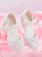 Girls Princess Party Heels Shiny Star Dress Shoes for Kids
