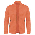 Autumn and Winter Men's New Long Zipper Color Block Sweater Sleeves Thin Plush Sweater Jacket Casual Slim Fit Comfortable Coat