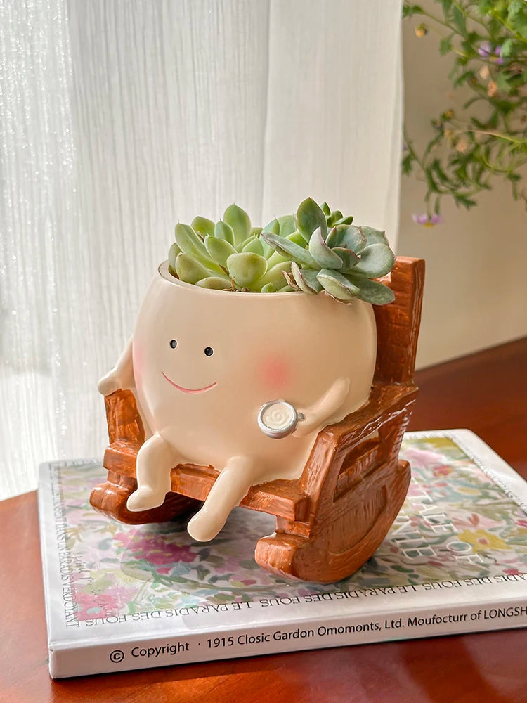 Smiling Face Swing Flower Pot for Succulents & Small Plants
