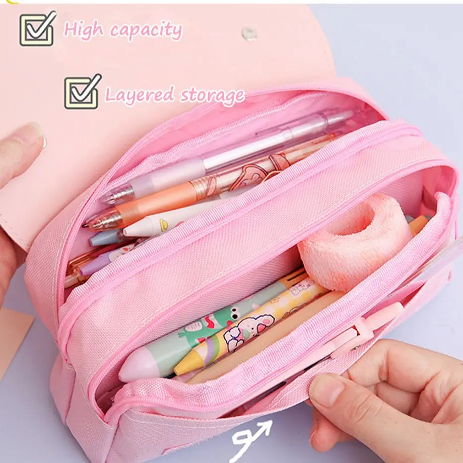 Cute Decompression Pencil Case Large Capacity Storage Bag Back to School Supplies Kawaii Korean Stationery Pen Cases