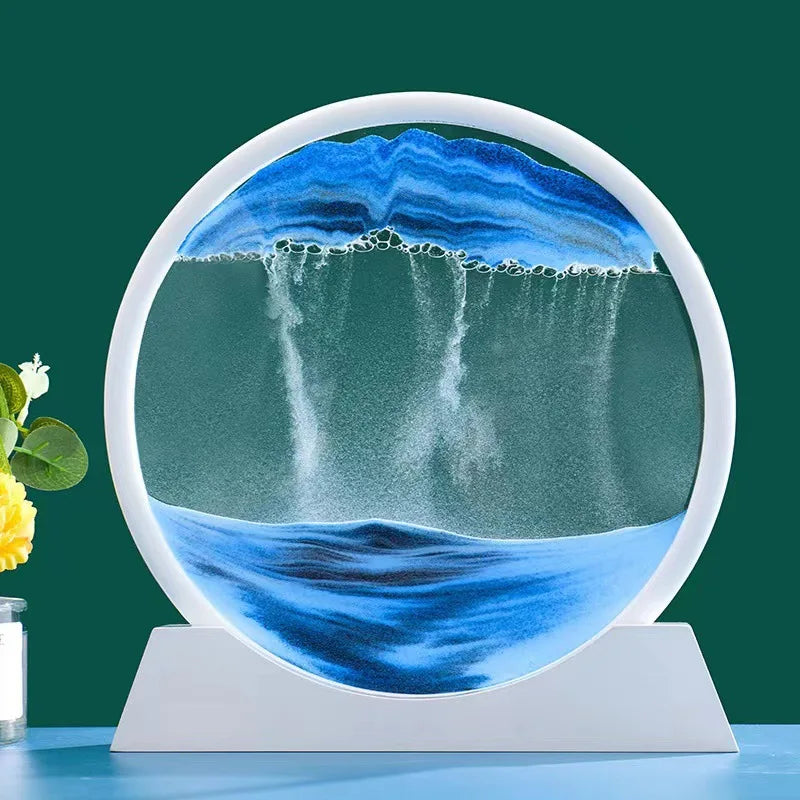 3D Glass Moving Sand Art Creatitive Sandscape In Motion Display Flowing Sand Frame Hourglass Painting for Home Decor for Gifts
