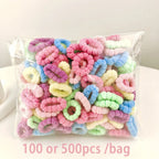 100-500pcs  Children Elastic Hair Bands Girls Colorful Hair Ties Ponytail Holder Rubber Bands Mini Scrunchie Hair Accessories