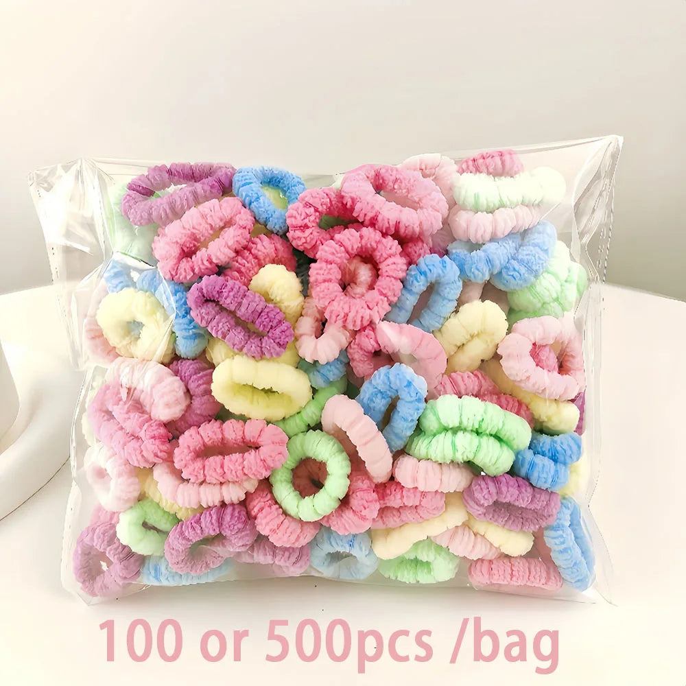 100-500pcs  Children Elastic Hair Bands Girls Colorful Hair Ties Ponytail Holder Rubber Bands Mini Scrunchie Hair Accessories