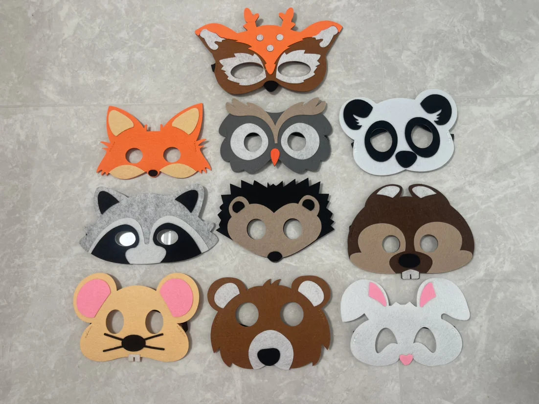 Cosplay Party Masks Jungle Animal Felt Mask Kids Role Play Games Mask Children's Dress Up Party Mask Christmas Halloween Gift