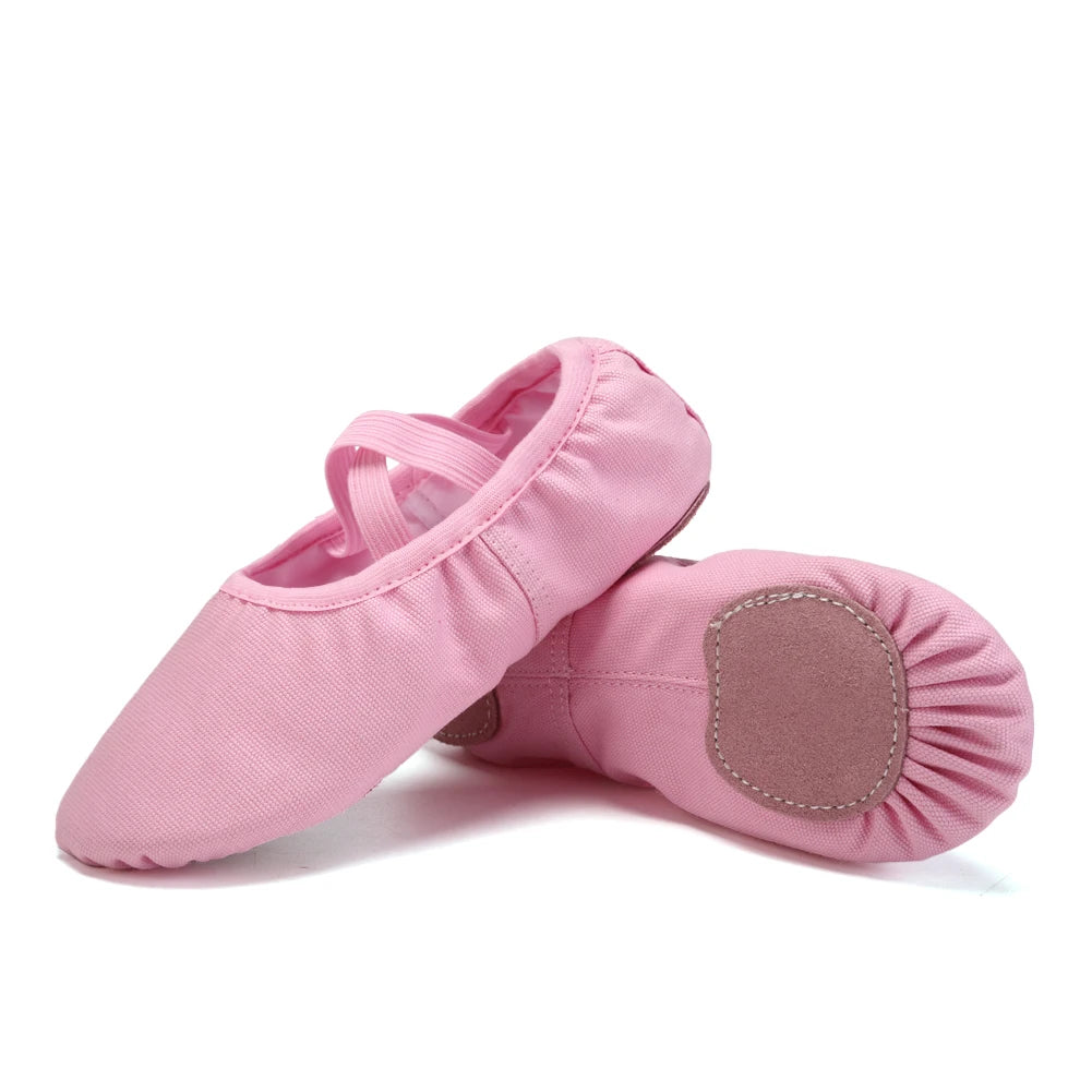 Canvas Ballet Shoes Split Sole Dance Slippers for Kids Adults