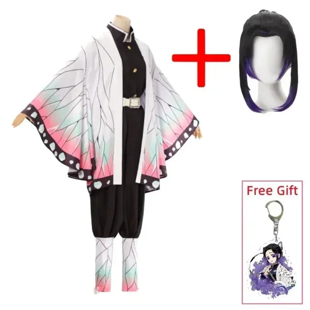 Kochou Shinobu Cosplay Kostuum Anime Shinobu Pruik Haori Uniform Vrouwen Kinderen Halloween Kleding