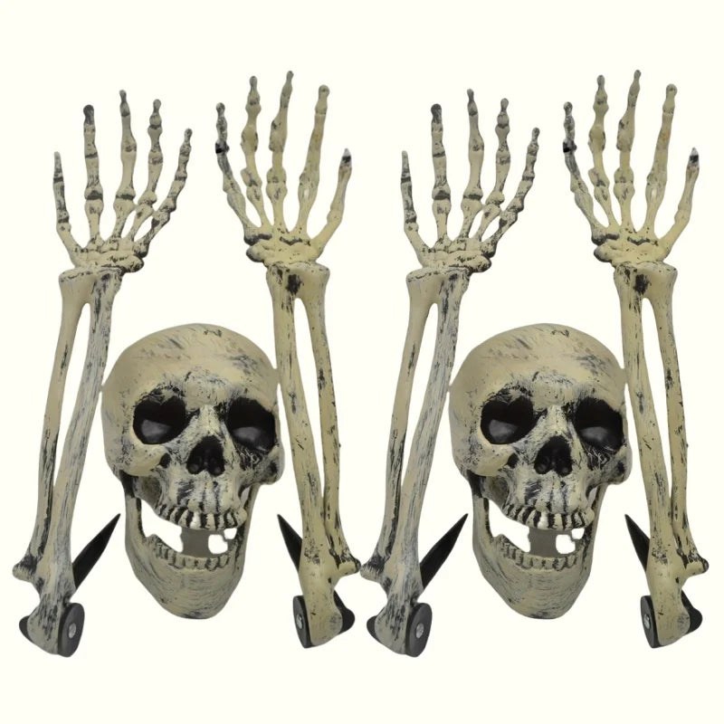 1/6pcs Skeleton Bone Garden Ground Stakes Skull Head & Hand for Halloween Home Yard Ground Insert Holiday Party Decor Ghost Hand