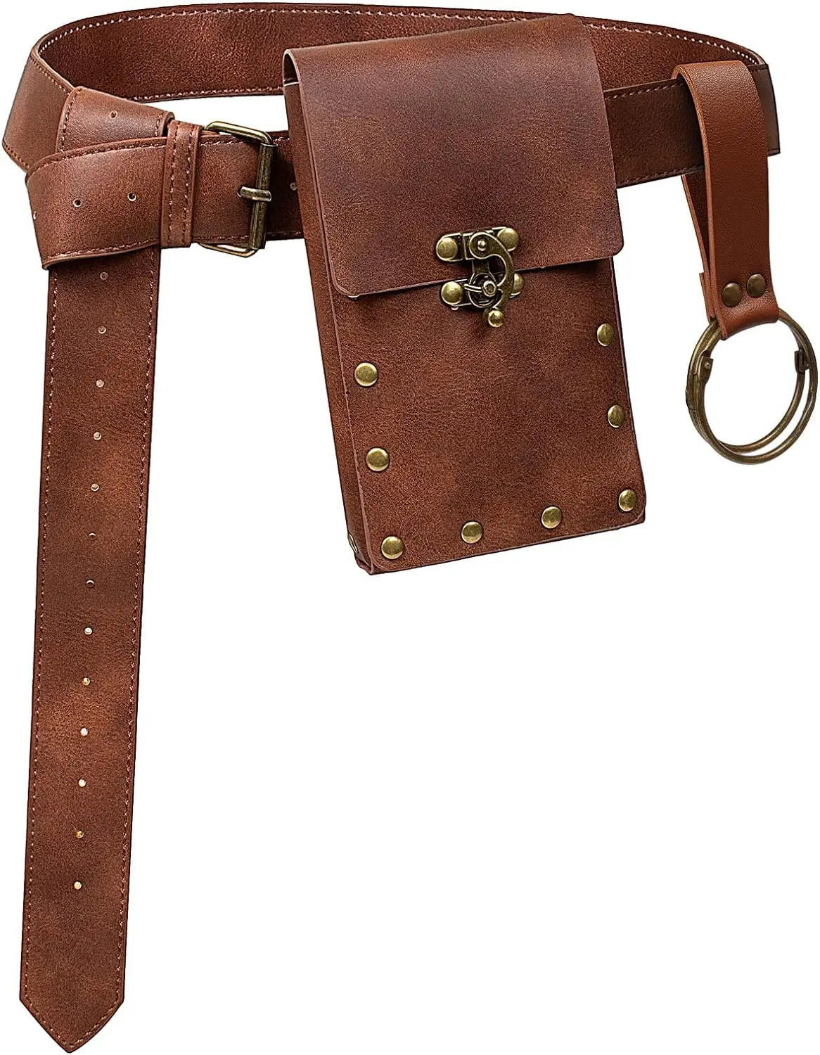 4PCS/1PCS MedievalCosplayLeather Belt Copper Coin Waist Bag Renaissance Dress Steam Belt Role Playing Halloween Belt Set Cosplay