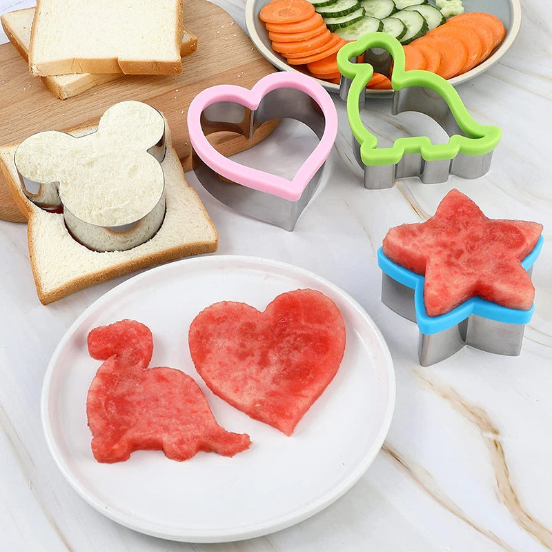 Sandwich Cutters Set for Children Food Cookies Bread Mold Maker Fruit and Vegetable Shapes Cutting Mould Baking Tools for Kids