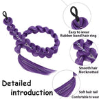 32" Extra-Long Synthetic Purple Braided Wig | Shimmering Metallic | Kids Christmas Costume Hairpiece - Rumi Collection