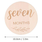 Wooden Wood Chip Month Souvenir Card Baby Growth Milestone Double Sided Laser Engraved Wooden Chip Newborn Photography Props