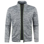 Autumn and Winter Men's New Long Zipper Color Block Sweater Sleeves Thin Plush Sweater Jacket Casual Slim Fit Comfortable Coat