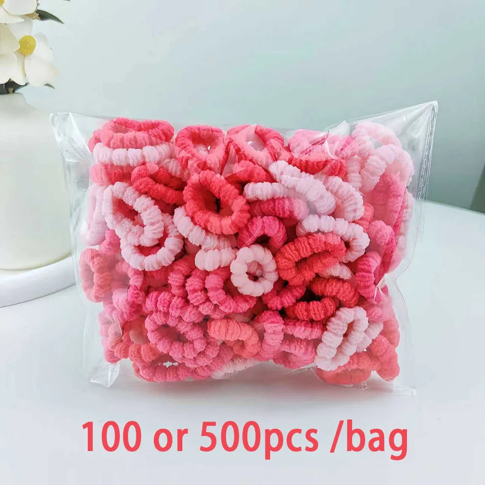 100-500pcs  Children Elastic Hair Bands Girls Colorful Hair Ties Ponytail Holder Rubber Bands Mini Scrunchie Hair Accessories