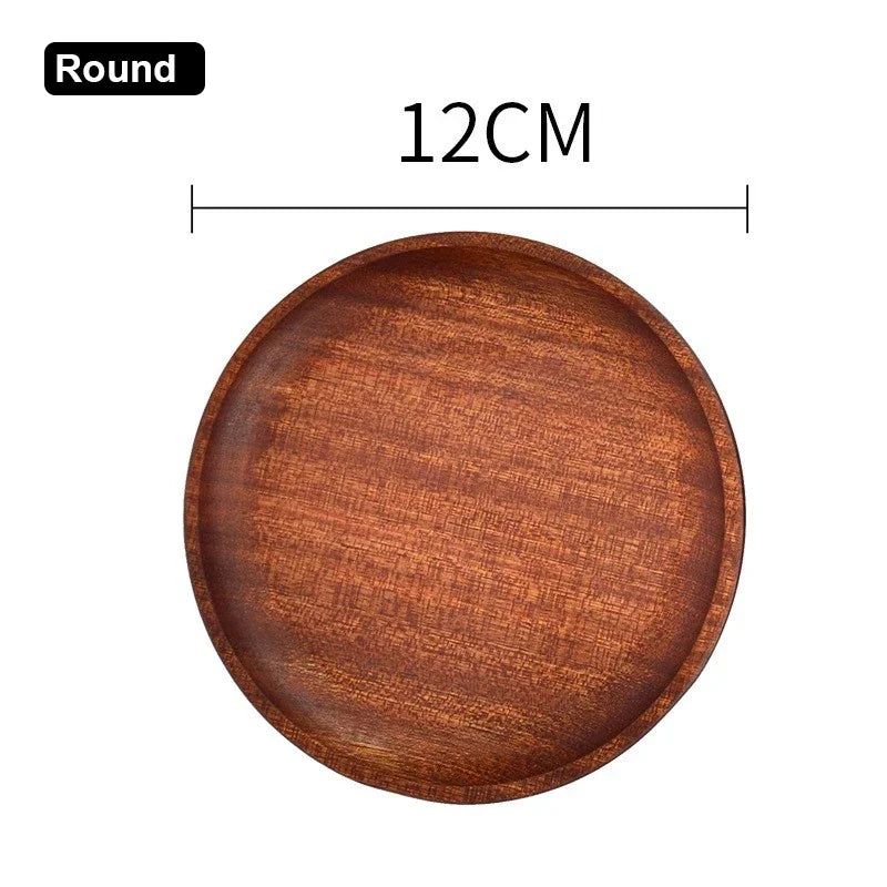 Cross-border Spot Japanese Solid Wooden Tray Meal Inventory Heart Plate Rectangular Walnut Color Dessert Fruit Plate Fruit Dish