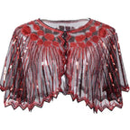 1920s Vintage Sequin Fringe Shawl – Elegant Beaded Cape for Women