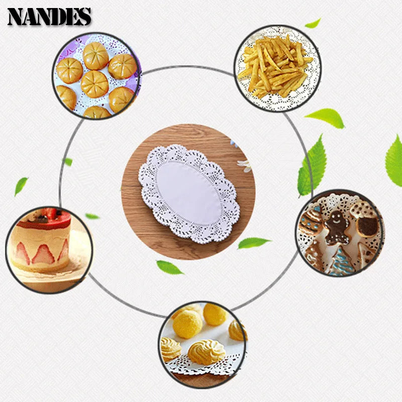 150Pcs Kitchen Fried Food Special Flower Bottom Paper Oil-absorbing Paper Baking Cake Pizza Snack Round Household Lace Paper Pad