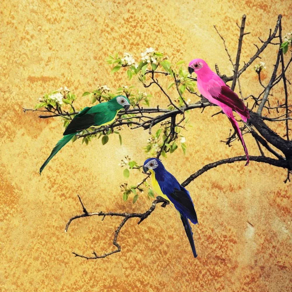 1PC Handmade Foam Feather Artificial Parrot Imitation Bird Model Figurine Foam Bird Parrot Home Garden Bird Decoration Miniature