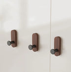 Self Adhesive Mounted Walnut Wood Wall Hooks for Hanging Coat Towel Clothes Blanket Hat Backpack Robe Entryway Key Holder