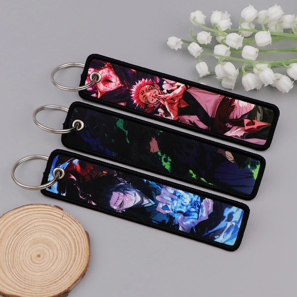 Anime Embroidery Keychain – Manga Key Fob & Car Keyring Accessory