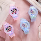 Cute Mickey Minnie Children Watches with Flash Light Silicone Strap Kids Watch Girls Anime Action Figures Model Toys Clock Gift