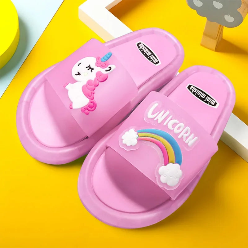 Kids Cartoon Unicorn Slippers Lighted Cute Toddler Shoes