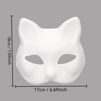5 Pcs Blank White Cat Mask, DIY Unpainted Half Face Mask for Kids Adults Halloween Masquerade Party Art Painting Craft Project