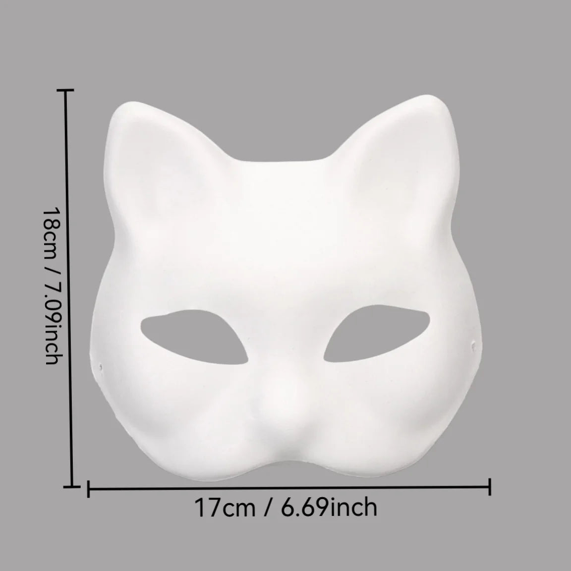 5 Pcs Blank White Cat Mask, DIY Unpainted Half Face Mask for Kids Adults Halloween Masquerade Party Art Painting Craft Project