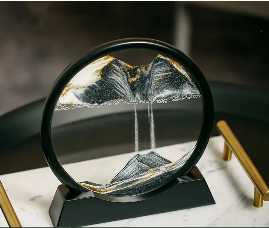 3D Glass Moving Sand Art Creatitive Sandscape In Motion Display Flowing Sand Frame Hourglass Painting for Home Decor for Gifts