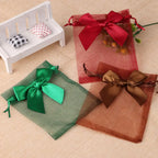 10pcs/20pcs 9x12 10x15 13x18cm New Design Bow Organza Bags Jewelry Candy Packing Bag Wedding Party Gift Storage Drawstring Pouch