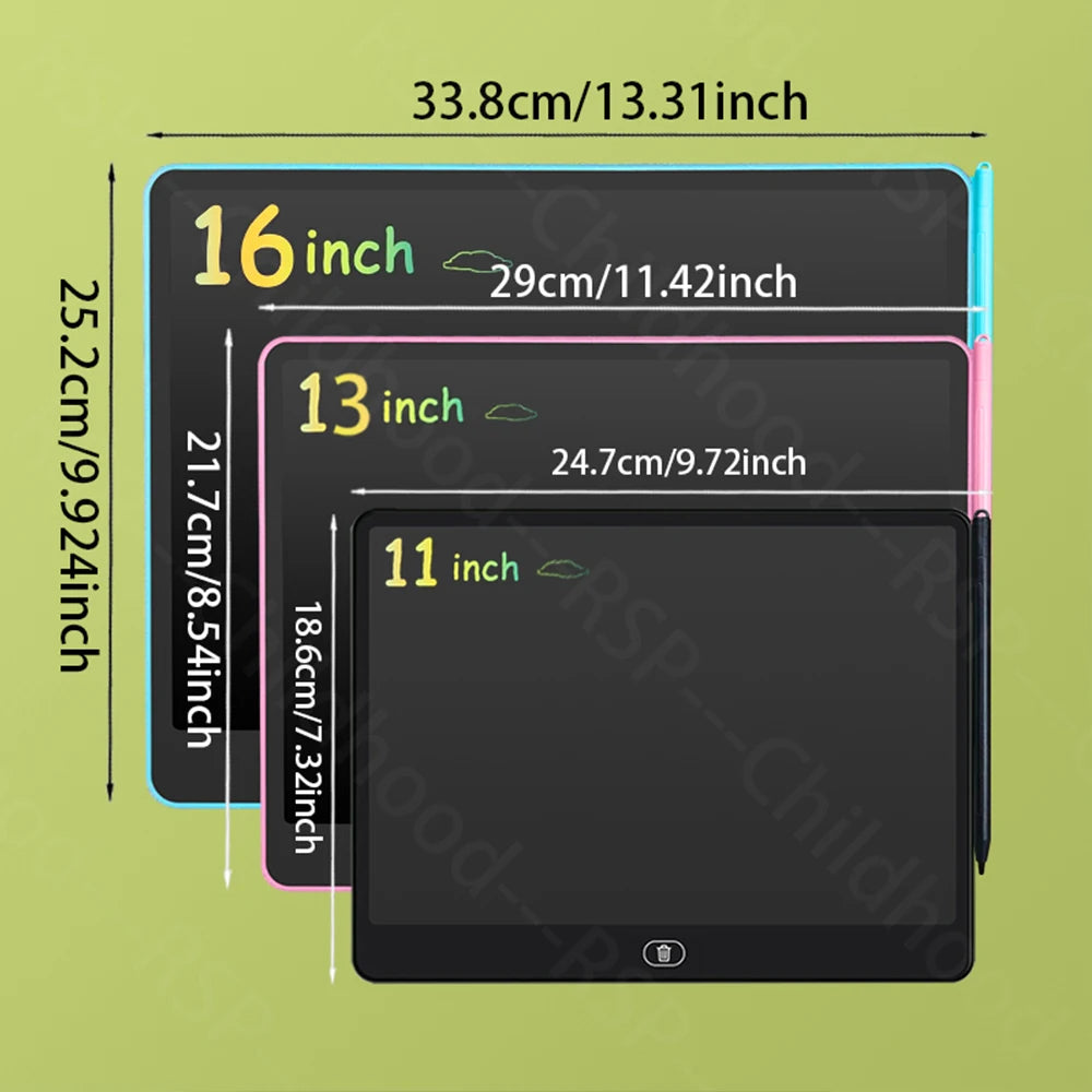 8/11/13/16 Inch LCD Drawing Tablet Writing Board Kids Doodle Painting Handwriting Pad Toy for 3 4 5 6 7 8 Years Girls Boys Gifts