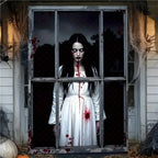 Scary Halloween Curtain Window Banner Horror Hanging Cloth Family Party Decoration Witch Zombie Ghosts Super Terrifying Backdrop