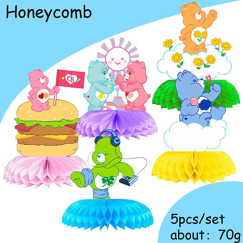 Care Bear Party Supplies Disposable Plate  Napkin Tablecloth Cake Topper Gifts Bag Kids for Birthday Party Decorations Set Gifts