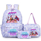 3Pcs/Set KPop Demon Hunter School Bags Girls Teens Rumi Mira Zoey Youth School Backpack Travel School Students Laptop Backpack