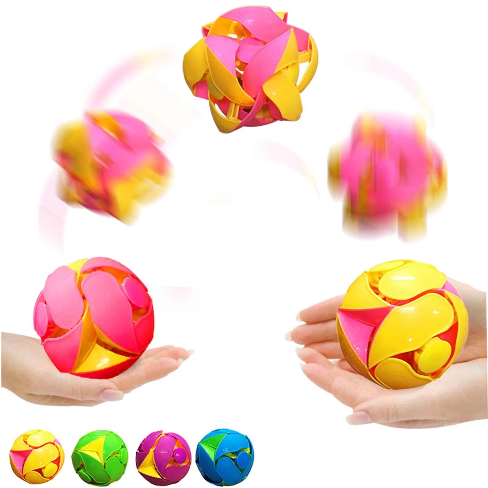 1Pcs Fun Color Changing Ball Toy Hand Throwing Sensory Decompression Accessory For Kids Adults Gift Double Magic Color Ball Toy
