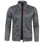 Autumn and Winter Men's New Long Zipper Color Block Sweater Sleeves Thin Plush Sweater Jacket Casual Slim Fit Comfortable Coat