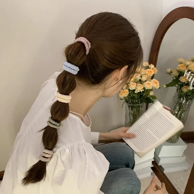 3PC High-level Ice Silk Soft Fabric High Elasticity Hair Ties Rope Accessories for Women Girls Ponytail Holder Korean