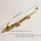 3D Alloy Golden Dragon Statue with Movable Limbs - Home Desktop Decoration Symbol of Power And Good Luck
