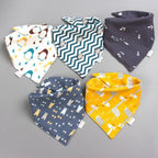 5pcs Pure Cotton Bandana Waterproof Bibs Baby Saliva Towel Triangle Scarf Newborn Boys Girls Absorbent Cloth Bib Saliva Scarf
