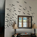 Halloween Bats Decorations,3D Pvc Bat on The Wall,Black Bats Wall Stickers,Halloween Scary Props