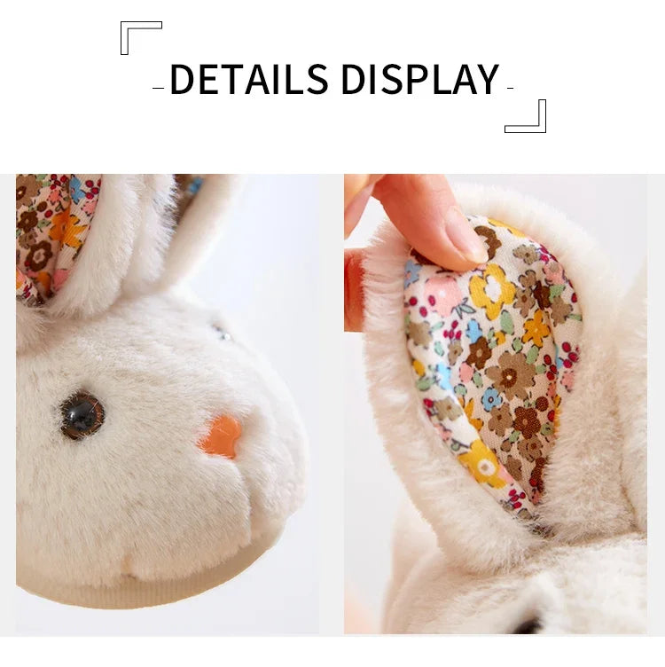 Children Indoor Slippers Winter Warm Cotton Shoes Kids Home Floor Slippers Cartoon Rabbit Anti-slip Boys Girls Plush Footwear