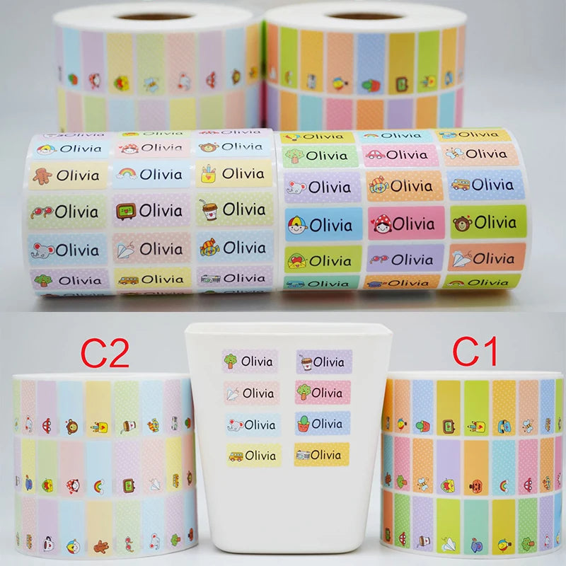 Waterproof Tag Self-adhesive Baby Name Sticker Custom Personalized Kindergarten Hebrew Label For Children School Stationery