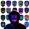 LED Mask with Gesture Sensing Light up Face Transforming Led Halloween Mask for Kids Men Women Costume Cosplay Party