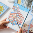 Mr Paper 49pcs/bag Business Town Series Mini 3D Miniature Scenography Sticker Book Visual Stacking Scene Stickers DIY Gift Decor